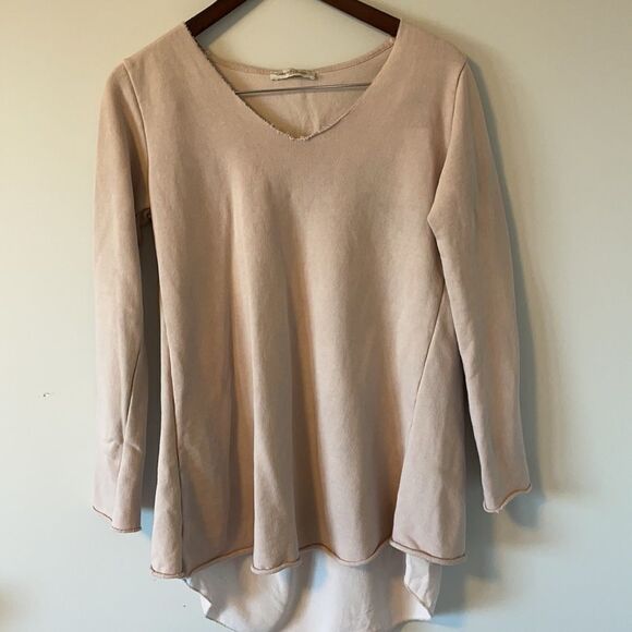 Gabriella Ragni vneck sweater blush pink with viscose cut out back size small - Picture 2 of 5